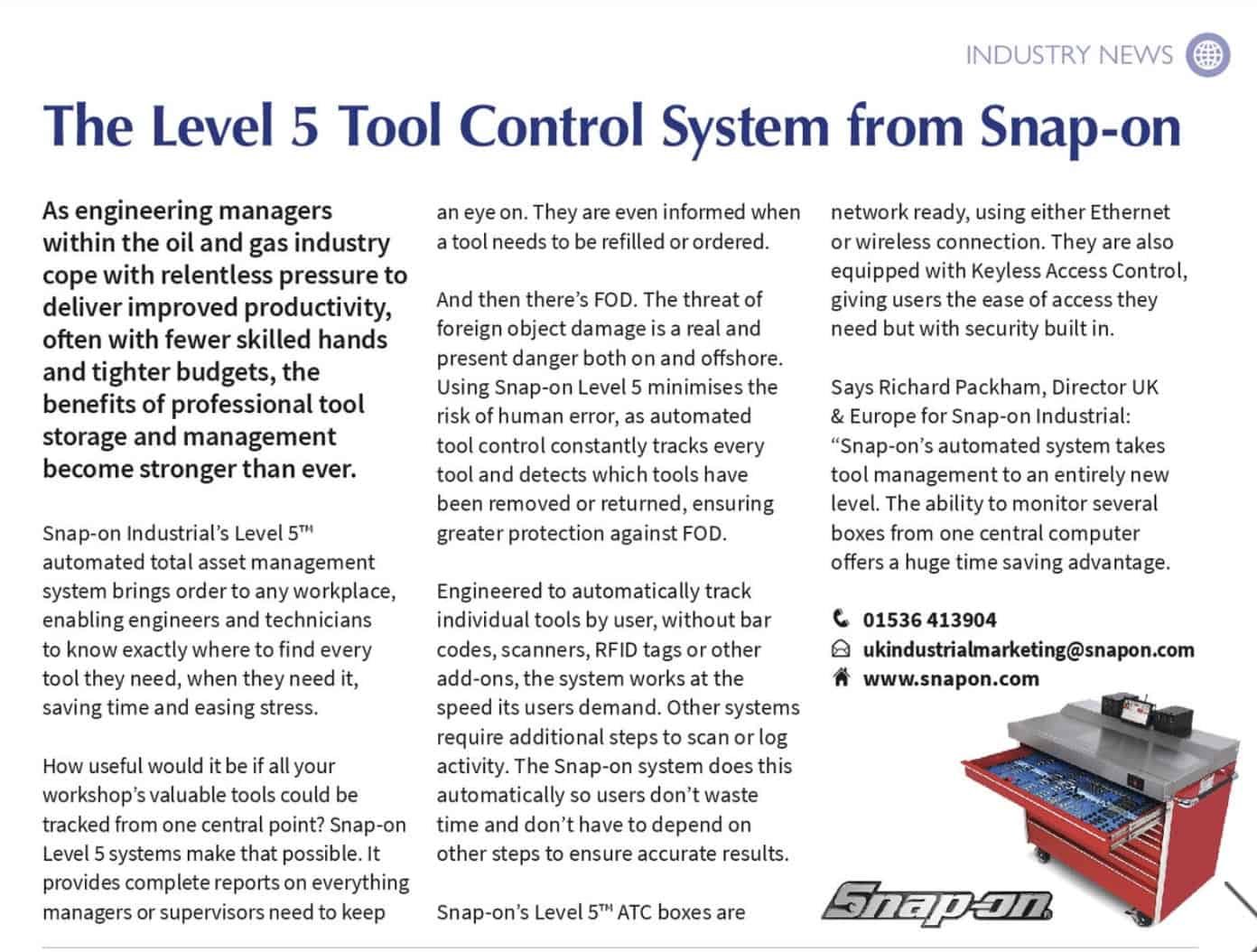 The Level 5 tool Control System from Snap on SOS July 21